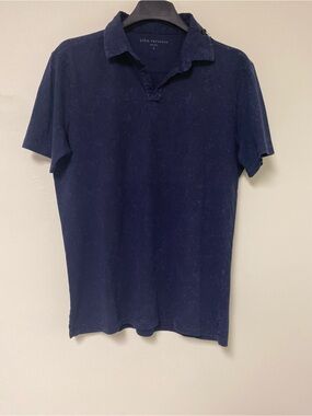 John Varvatos Navy Blue Short-Sleeve Polo